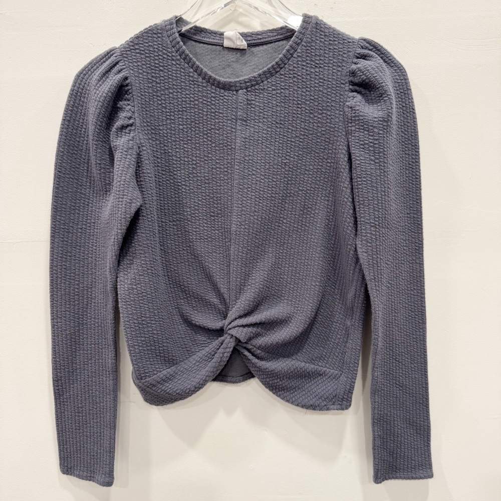 Zara Girls Long Sleeve Knot Front Top Blue Size 13-14